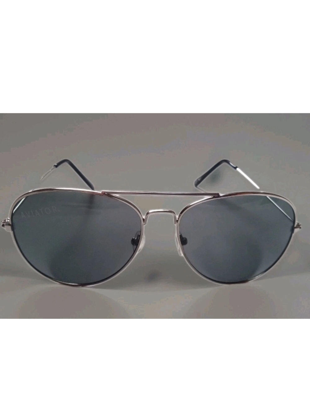 Aviator Sunglasses with Silver Frame and Dark Gray Lenses